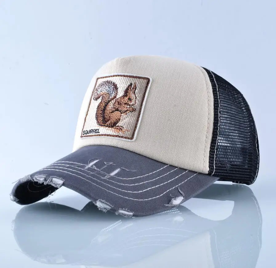 Summer Breathable Mesh Casquette Squirrel Embroidery Patch Baseball Caps Men Women Snapback Drake Bone Masculino Trucker Cap