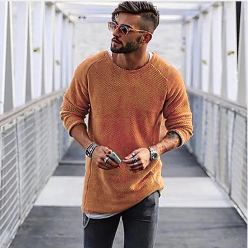 Autumn Casual Solid O Neck Sweater Men Pullover Sweaters Casual Jumper Male Knitted