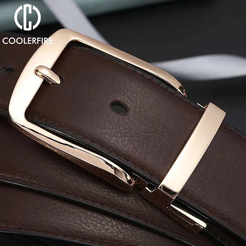 Men Reversible Dress Belts Casual High Quality Belt Genuine Leather Belt Male Vintage Luxury Coolerfire HQ108