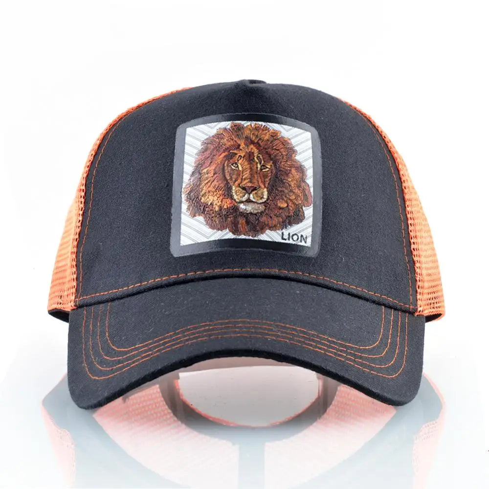 Breathable Mesh Baseball Cap Men Women Fashion Trucker Caps Snapback Hip Hop Baseball Hat With Lion Patck Streetwear Visor Hats