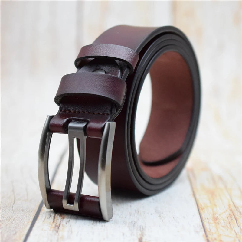 Genuine Leather Belt Male Black/Green/Blue/Coffee High Quality Belt Vintage Men Belts Cummerbunds 90-125cm Waist Belt for Men