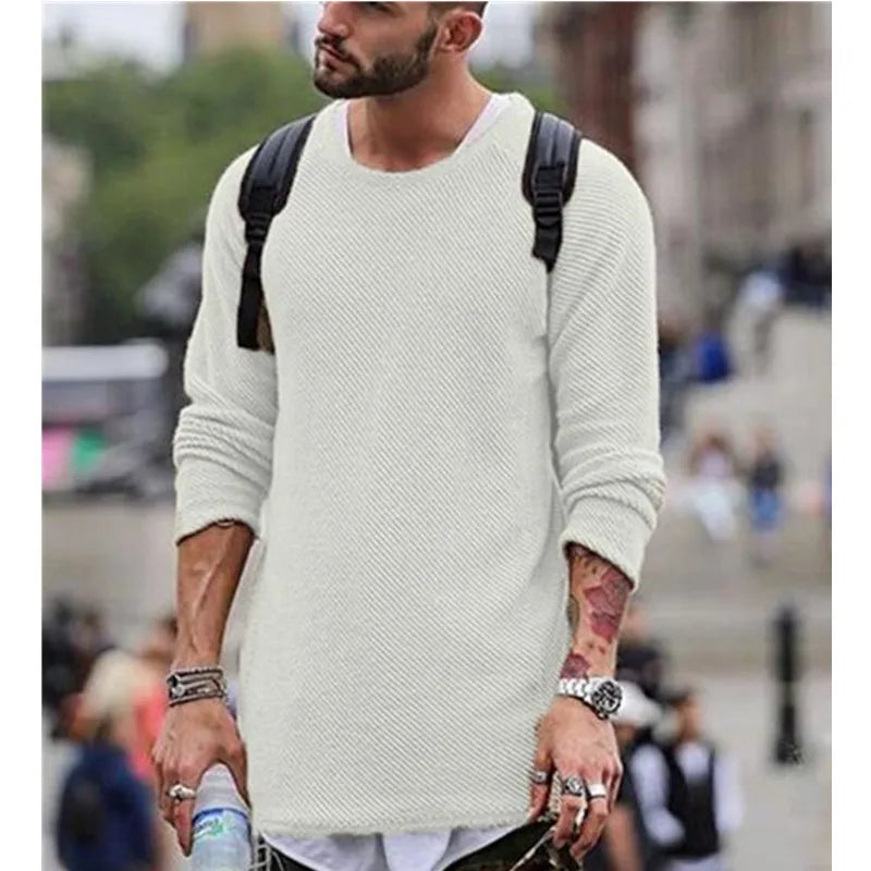 Autumn Casual Solid O Neck Sweater Men Pullover Sweaters Casual Jumper Male Knitted