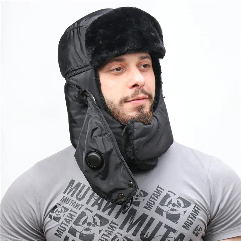 Warm Earflap Bomber Hats Caps  Russian Trapper