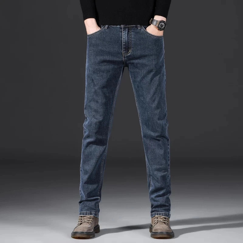 Men's Classic Black Jeans Elastic Slim Fit Denim Jean