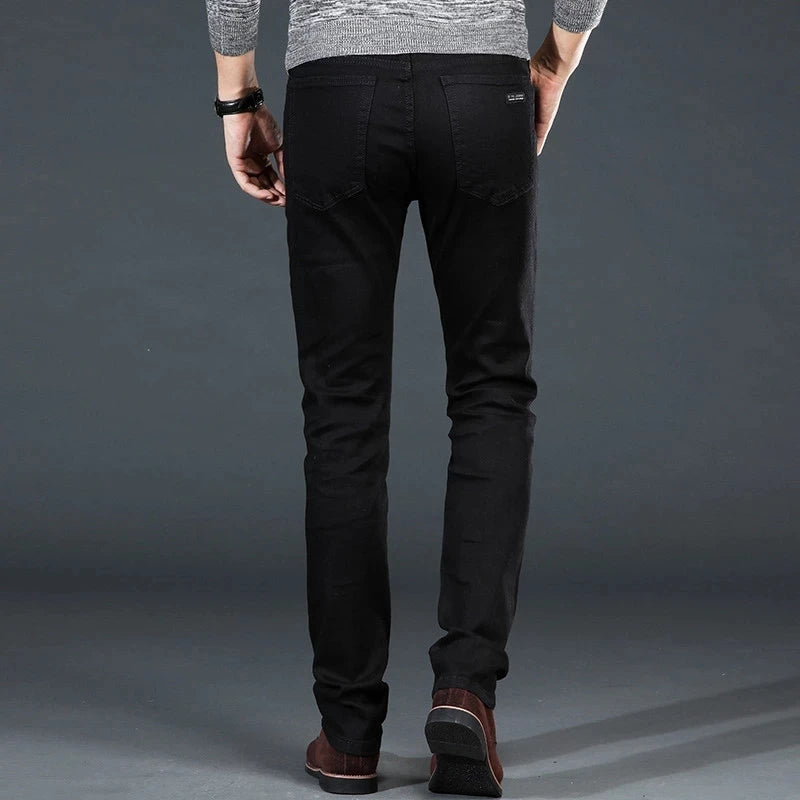 Men's Classic Black Jeans Elastic Slim Fit Denim Jean