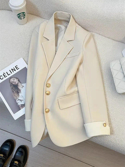 Women Long Sleeve Office Lady Blazers Autumn Winter Solid Casual