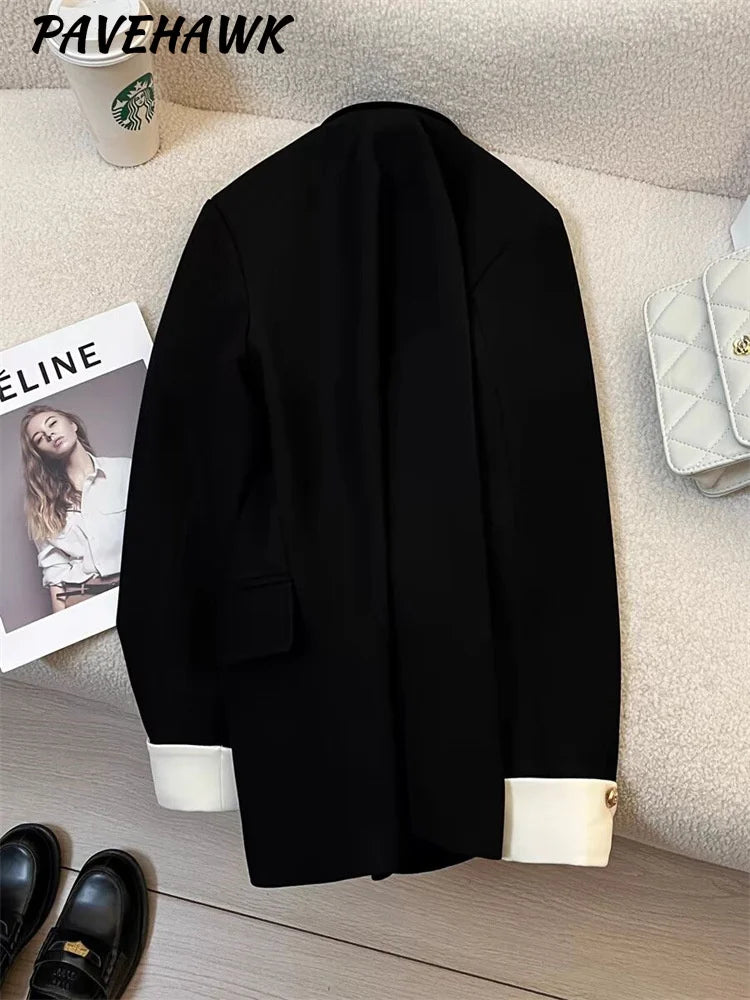 Women Long Sleeve Office Lady Blazers Autumn Winter Solid Casual