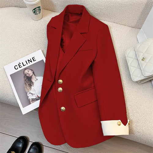 Women Long Sleeve Office Lady Blazers Autumn Winter Solid Casual