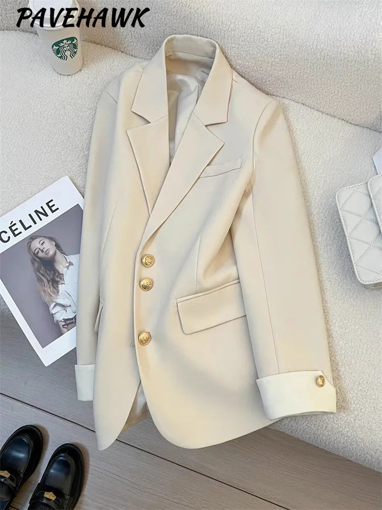 Women Long Sleeve Office Lady Blazers Autumn Winter Solid Casual