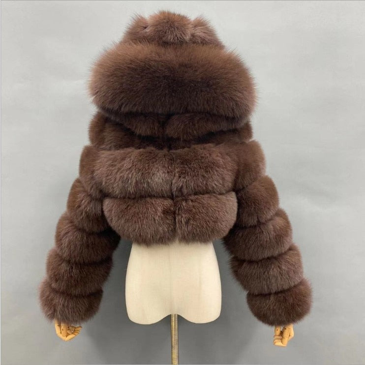 Autumn Furry Cropped Faux Fur Coats Jackets Women Fluffy Top Coat