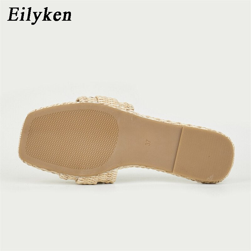 Eilyken Summer Glitter Rhinestone Women Slippers Bright Diamond Flat