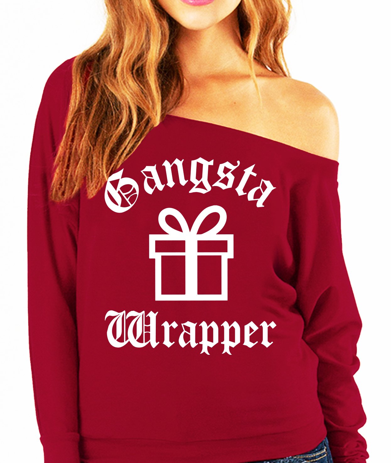 Gangsta Wrapper Christmas Present Slouchy Sweatshirt - Pick Color