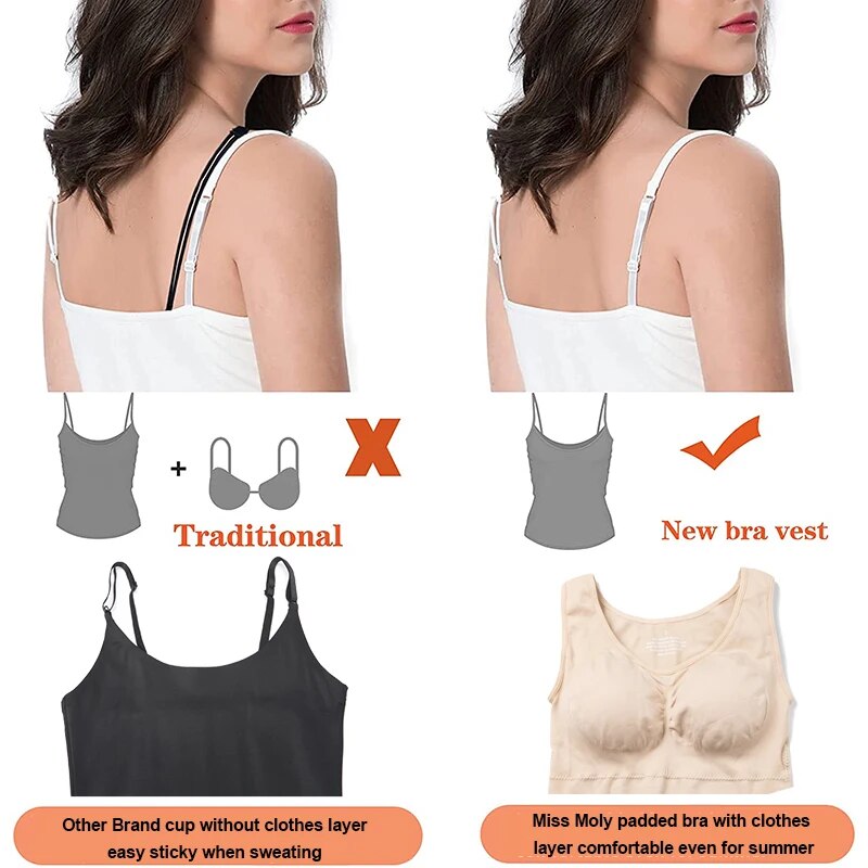 Tank Tops Camisole with Built in Padded Bra Vest Cami Shelf Bra Women