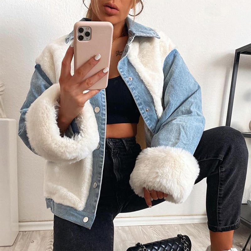Women's Plush Stitching Autumn Oversize Winter Jackets
