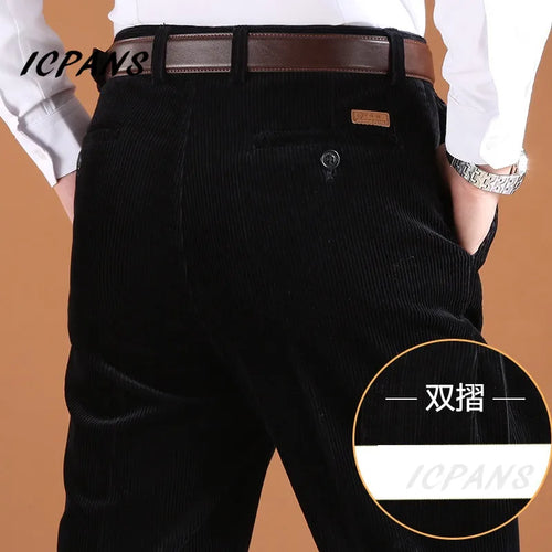 ICPANS Corduroy Men Trousers Straight Thick Warm Autumn Winter Men