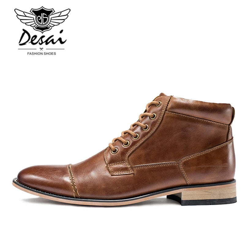 New men’s Shoes Winter New Men's Casual High-Top Shoes Genuine Leather