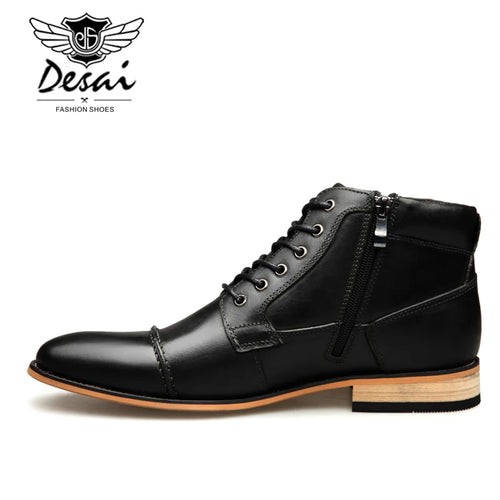 New men’s Shoes Winter New Men's Casual High-Top Shoes Genuine Leather