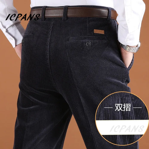 ICPANS Corduroy Men Trousers Straight Thick Warm Autumn Winter Men