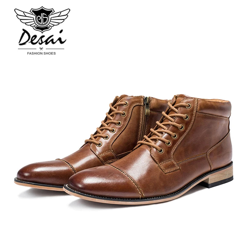 New men’s Shoes Winter New Men's Casual High-Top Shoes Genuine Leather