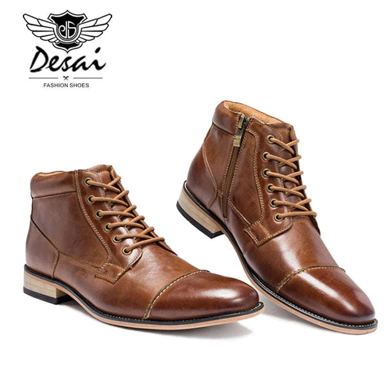 New men’s Shoes Winter New Men's Casual High-Top Shoes Genuine Leather