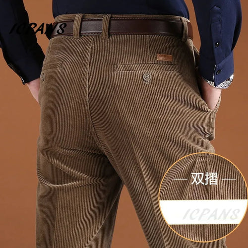 ICPANS Corduroy Men Trousers Straight Thick Warm Autumn Winter Men