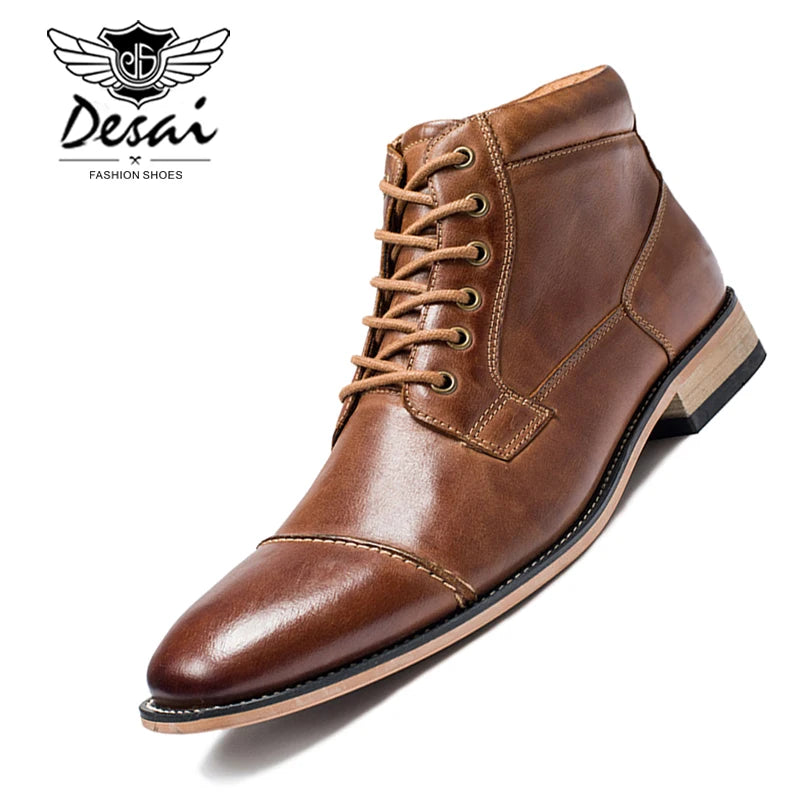 New men’s Shoes Winter New Men's Casual High-Top Shoes Genuine Leather