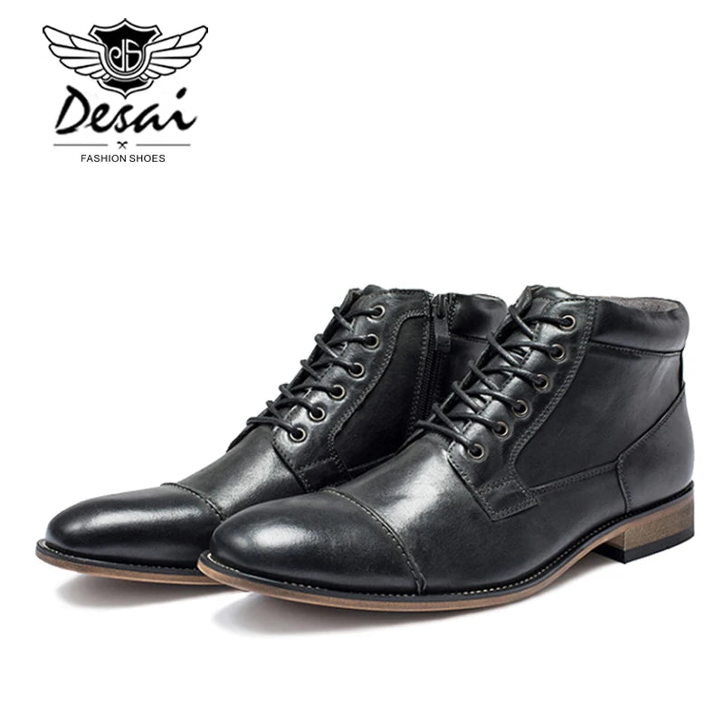 New men’s Shoes Winter New Men's Casual High-Top Shoes Genuine Leather