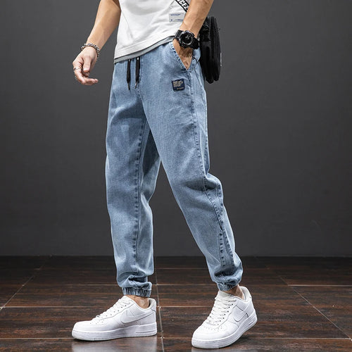 Spring Summer Black Blue Cargo Jeans Men Streetwear Denim Jogger Pants