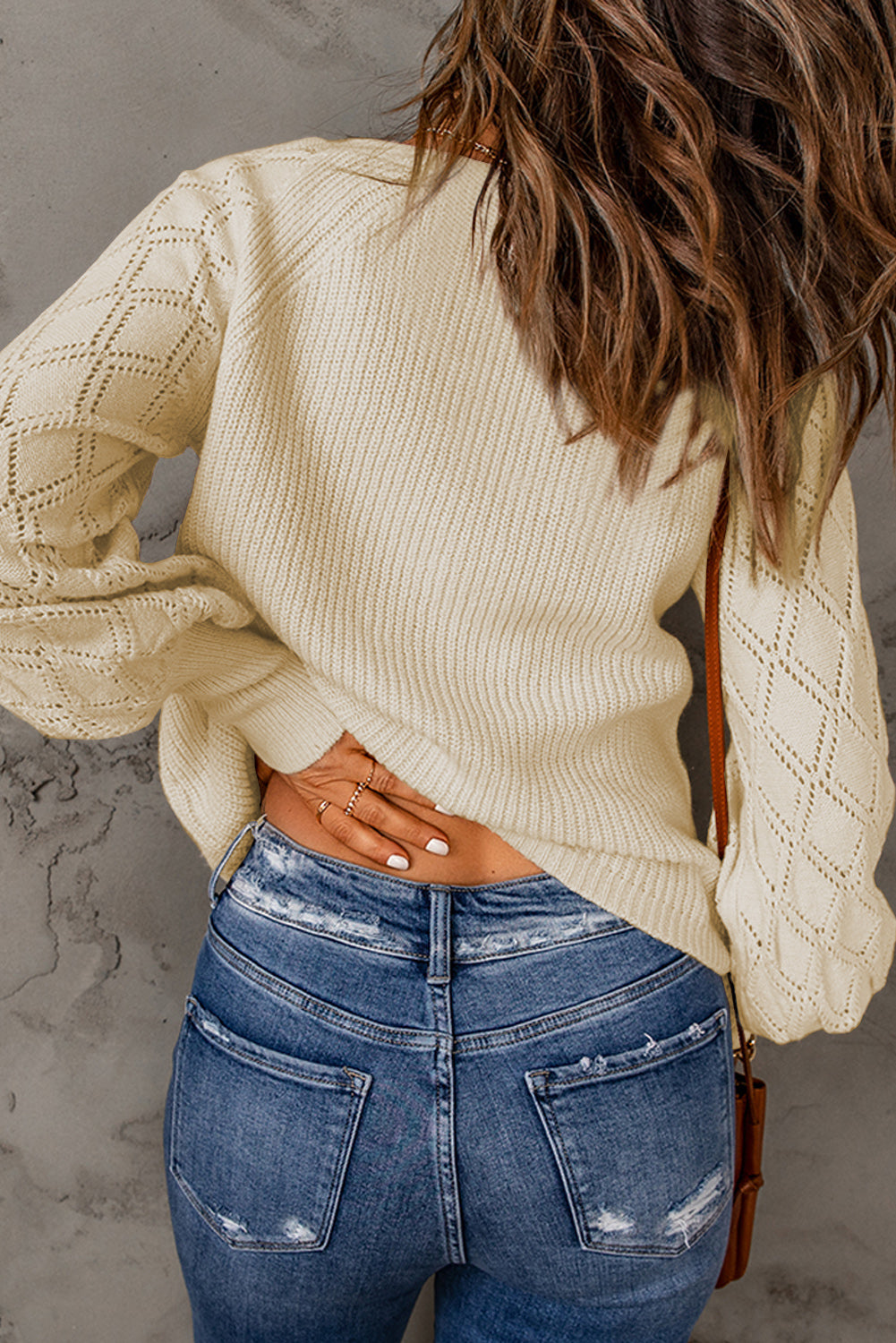 Apricot Button V Neck Sweater