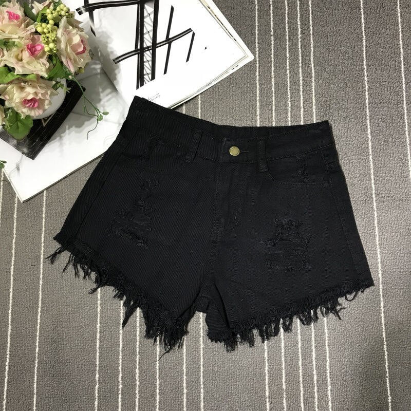 New High Waist Tassel Broken Denim Shorts Female Summer Korean Version