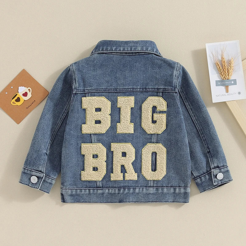 Toddler Baby Boys Denim Jacket Letter Embroidery