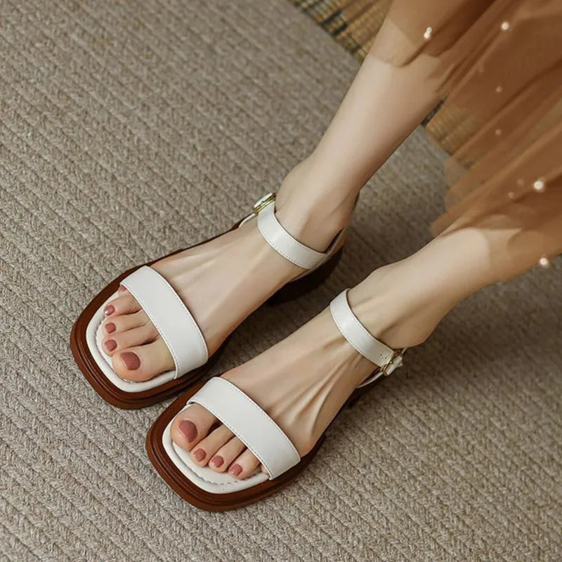 Fashion Sandals Women Low Heels Elegant Open Toe Slingback