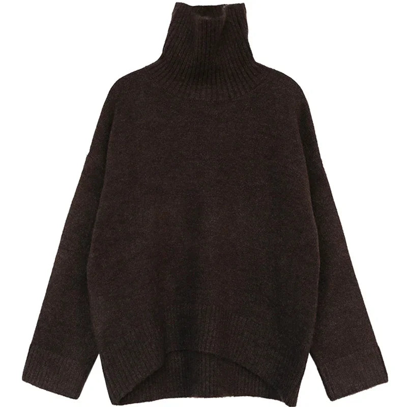 CHIC VEN Korean Women's Sweater Loose Turtleneck Sweaters Warm Solid