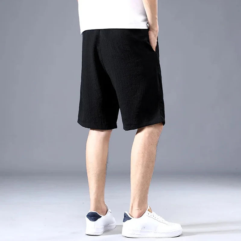 Lce Silk Shorts Men's Thin Sports Cropped Pants Loose Straight Leg