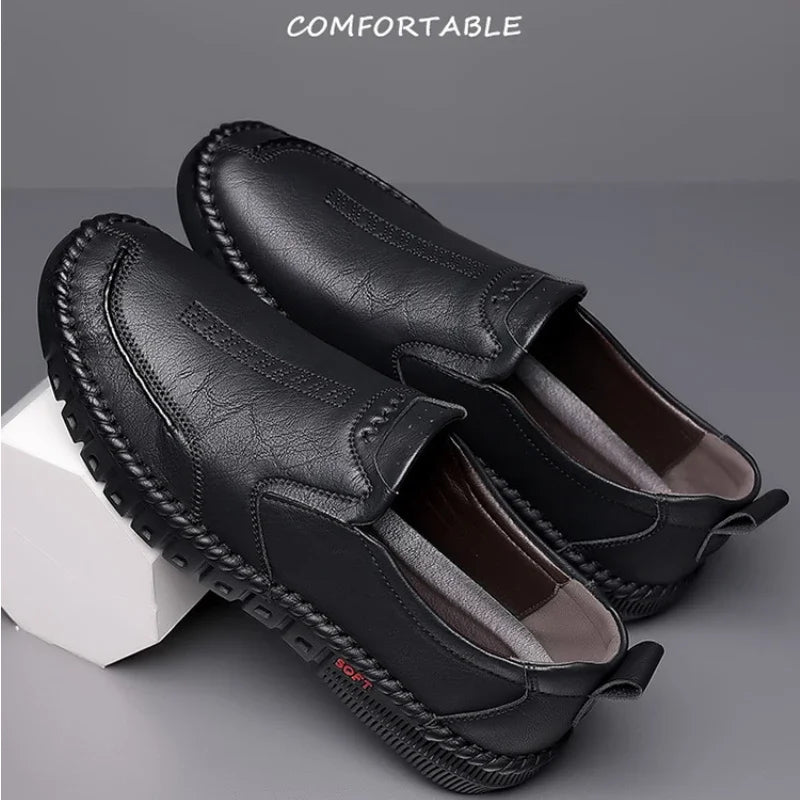 Business Men‘s Leather Shoes Breathable Man Casual Loafers Fashion