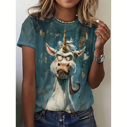 Summer Women's T Shirt Dog Print Casual Short Sleeve 3d T Shirts