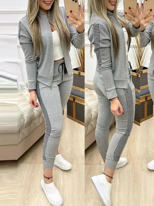 Women Two Piece Set Outfits Autumn Women's Tracksuit Zipper Top