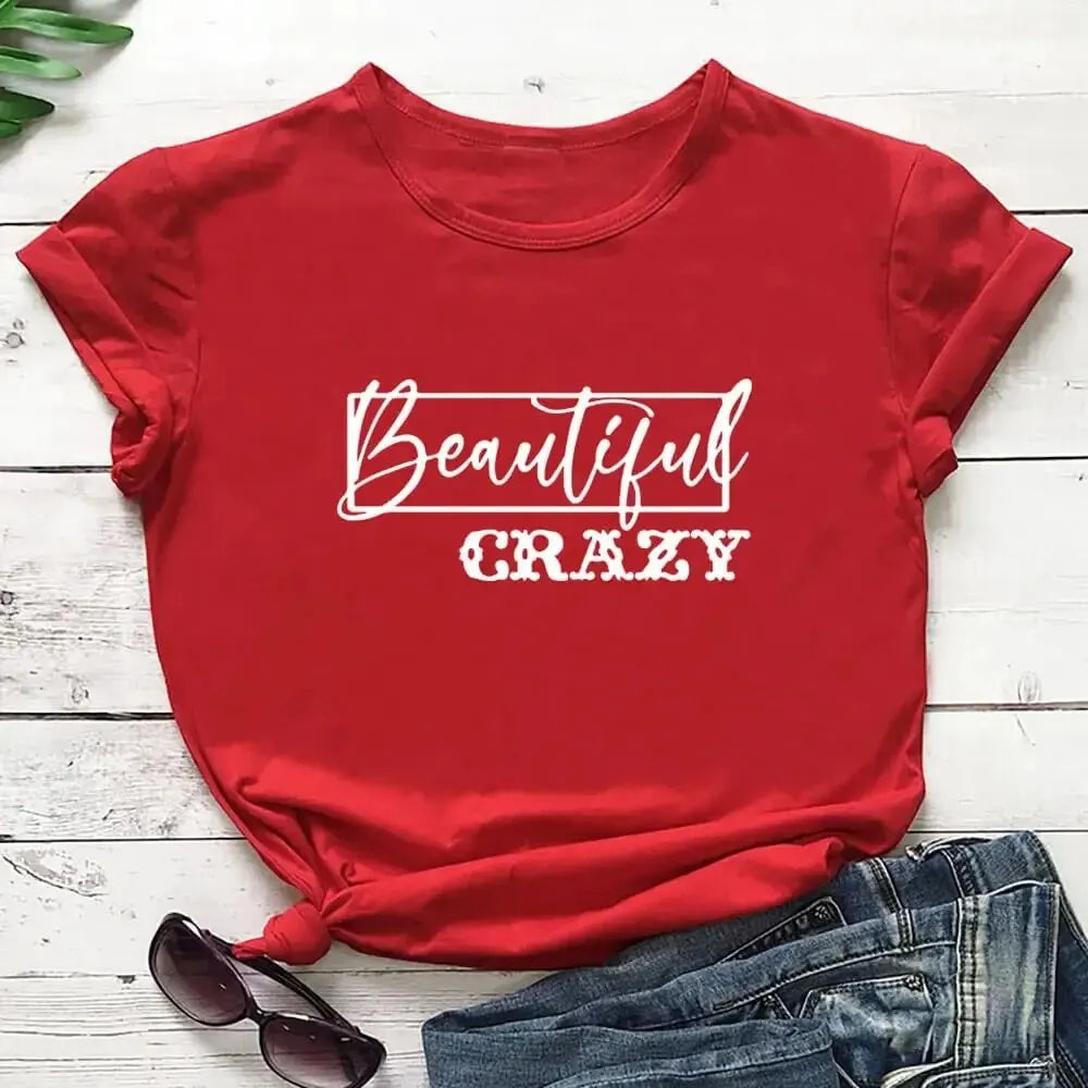 Beautiful Crazy Print Women Tshirt Women's Funny Summer Casual Short