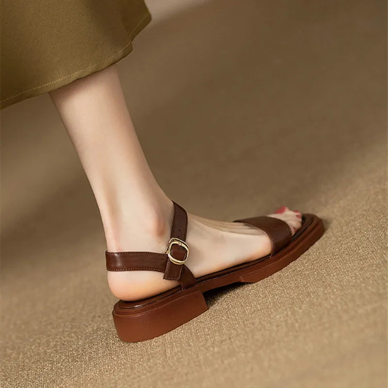 Fashion Sandals Women Low Heels Elegant Open Toe Slingback