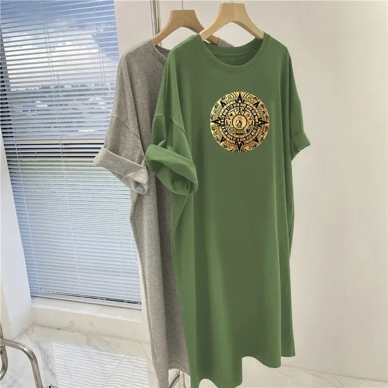 Summer Chic Printed Tunics Women's Loose Casual Short Sleeve Pullovers