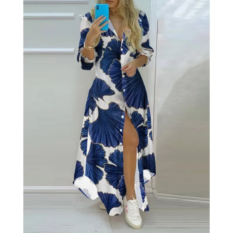 Boho Printed Long Shirts Dress