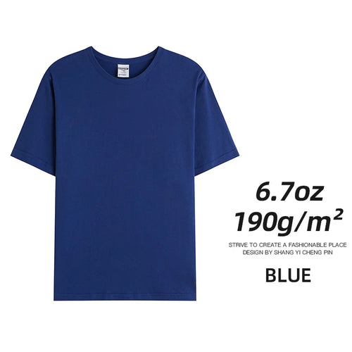 6.7oz 190gsm Combed Cotton Tees Tshirts Mens Solid Tops Woman Male