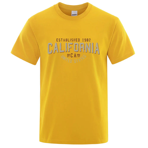 Established 1982 California United States T-Shirt Men Oversized Cotton