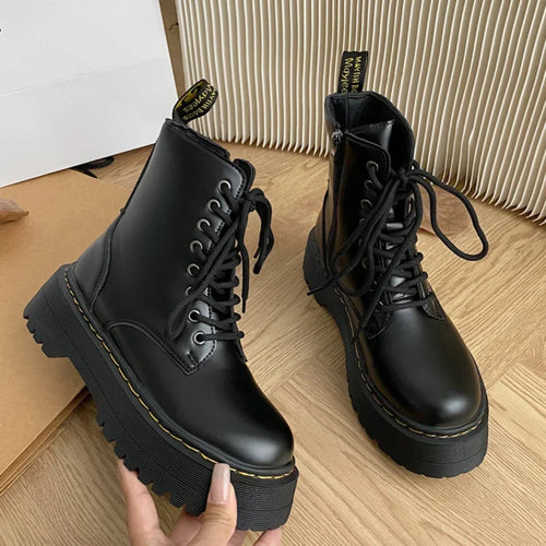 Women Minimalist Boots Casual Shoes Woman Leather Chelsea  Punk Female