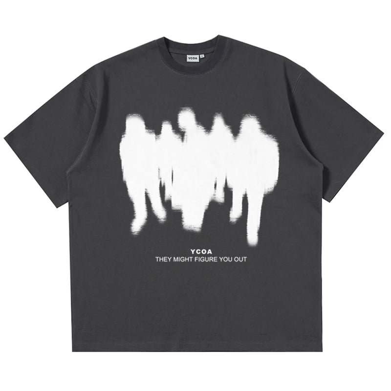 Men's T-Shirts Oversized Shadow Cotton Harajuku Goth Y2k Streetwear