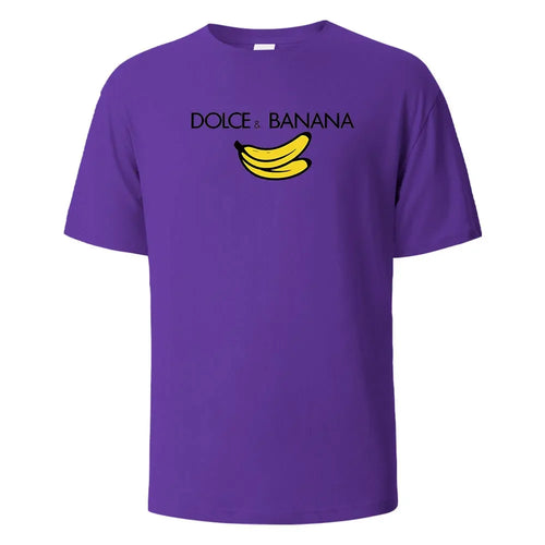 Banana Print T-Shirt 100% Cotton Summer Tees For Men Women Oversize