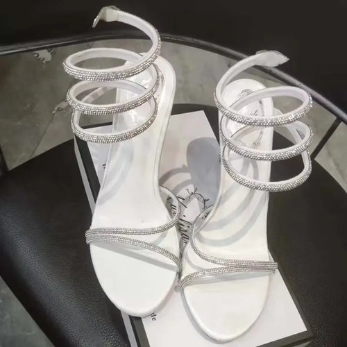 Eilyken Crystal Rhinestone Open Toe Woman Sandals Design Sexy Thin