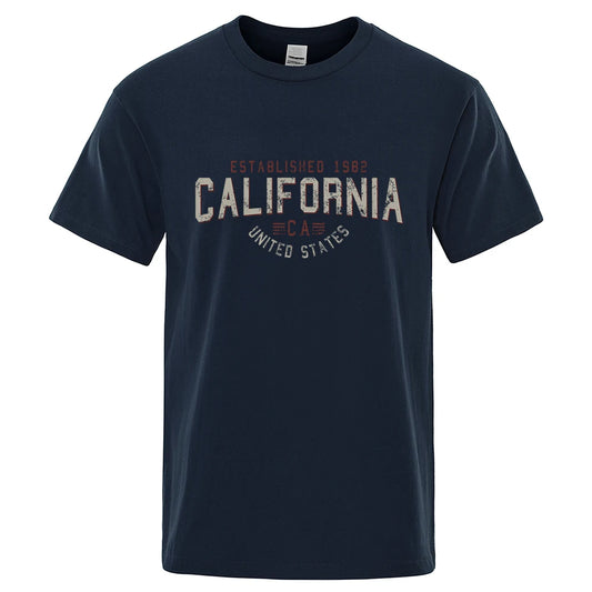 Established 1982 California United States T-Shirt Men Oversized Cotton