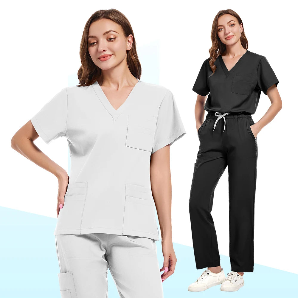 Women Medical Uniforms Scrubs Sets Hospital Surgical Gowns Short