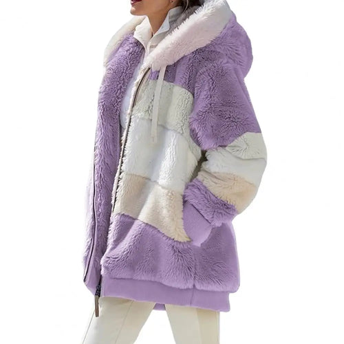 Trendy Lady Autumn Jacket Fluffy Winter Coat Loose Plush Plus Size